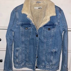 Topshop denim fur Moto jacket